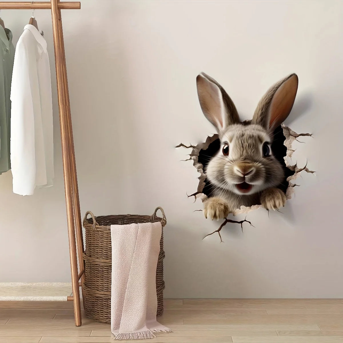 Cartoon 3D Rabbit Wall Stickers Self-adhesive Stickers School Classroom Bedroom Living Room Dining Room Kitchen Bathroom Decor