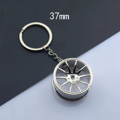 Classic Mini Turbo Hub Keychain Creative Metal Auto Parts Pendant With Key Holder For Men Gifts