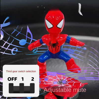 New Spiderman Automatic Flip Rotation Skateboard Acousto-Optic Car Electric Music Toy Stunt Scooters Christmas Gift Anime