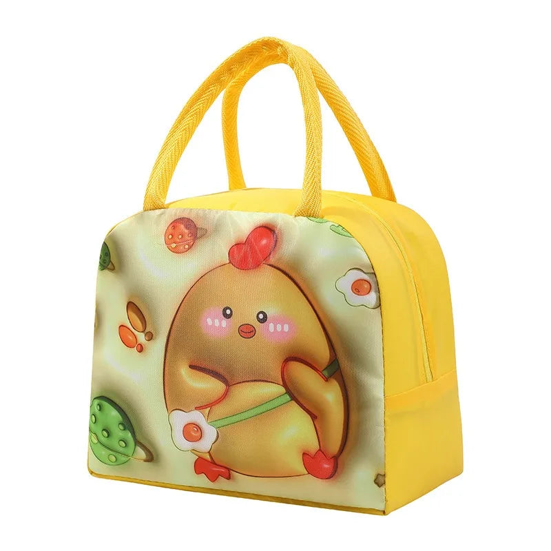 Cute Printed Cartoon Lunch Bag for Kids with Insulation and Preservation Function Bag Organizer Tote Bag with Zipper