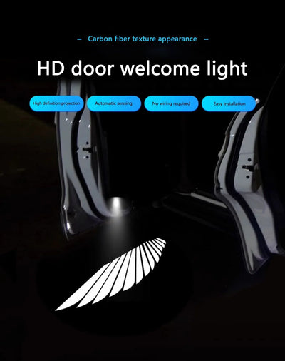 2Pcs Car Angel Wings Wireless Door LED HD Welcome Decorative Light Courtesy Bulb Lamp Shadow Cars Projector Accessories Tools Ne