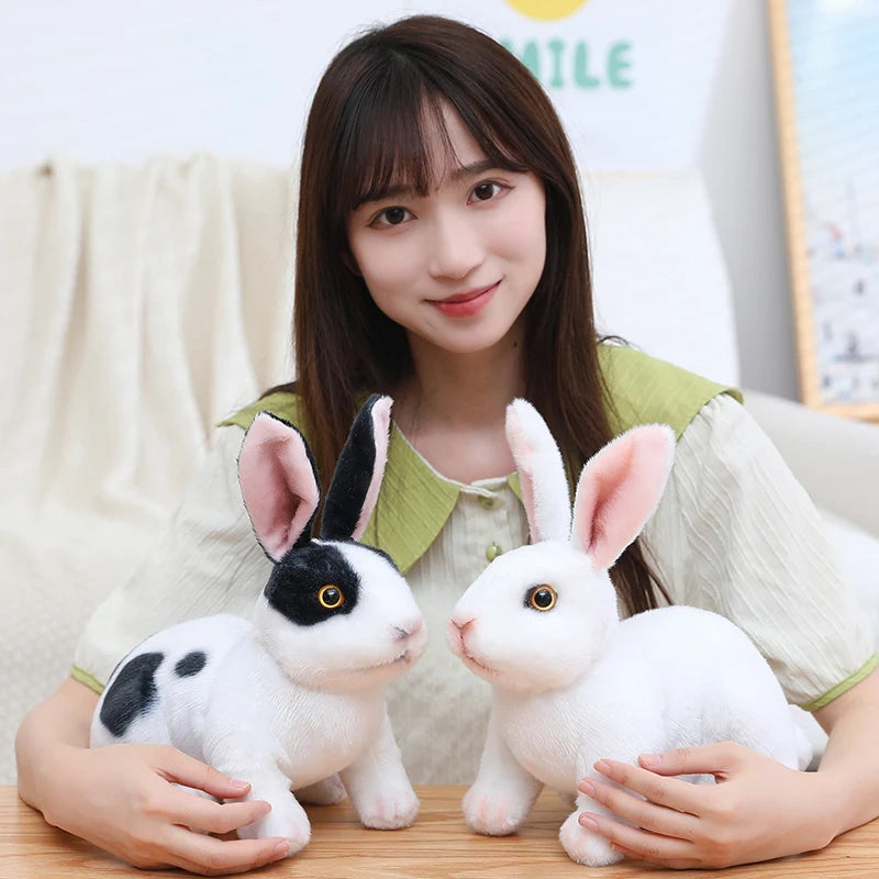 20cm Simulation Cute Rabbit Plush Fur Realistic Kawaii Animal Easter Bunny Rabbit Toy Model Gift Home Decoration