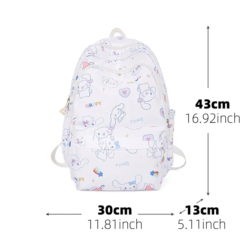 Cinnamoroll Series Backpack Set, Cartoon Anime Schoolbag, Casual Large Capacity Daypack, Student Kids Travel Commute Knapsack