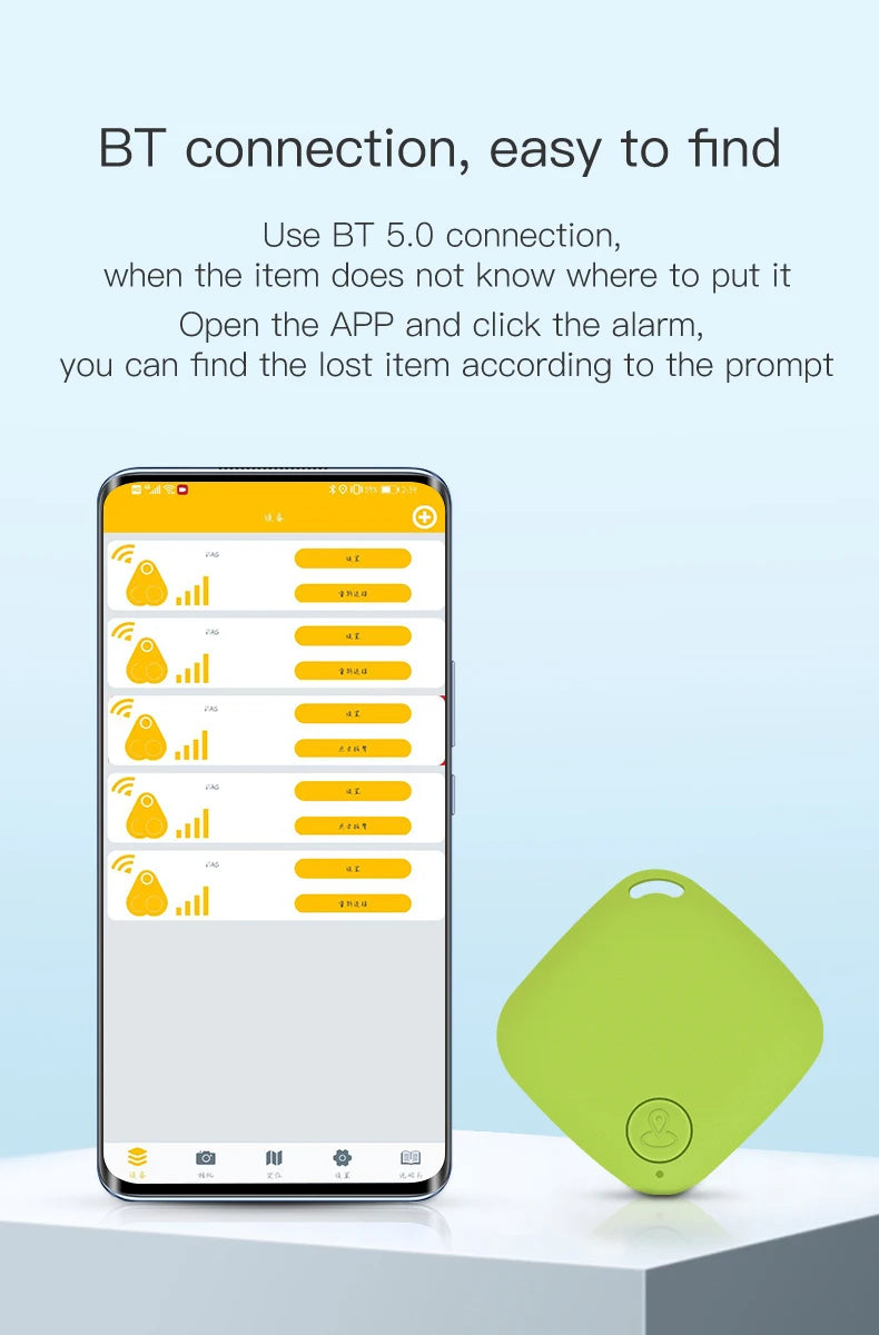 جهاز تعقب صغير بتقنية بلوتوث 5.0 لمكافحة الضياع وحقيبة الأطفال والحيوانات الأليفة ومحفظة التعقب الذكية