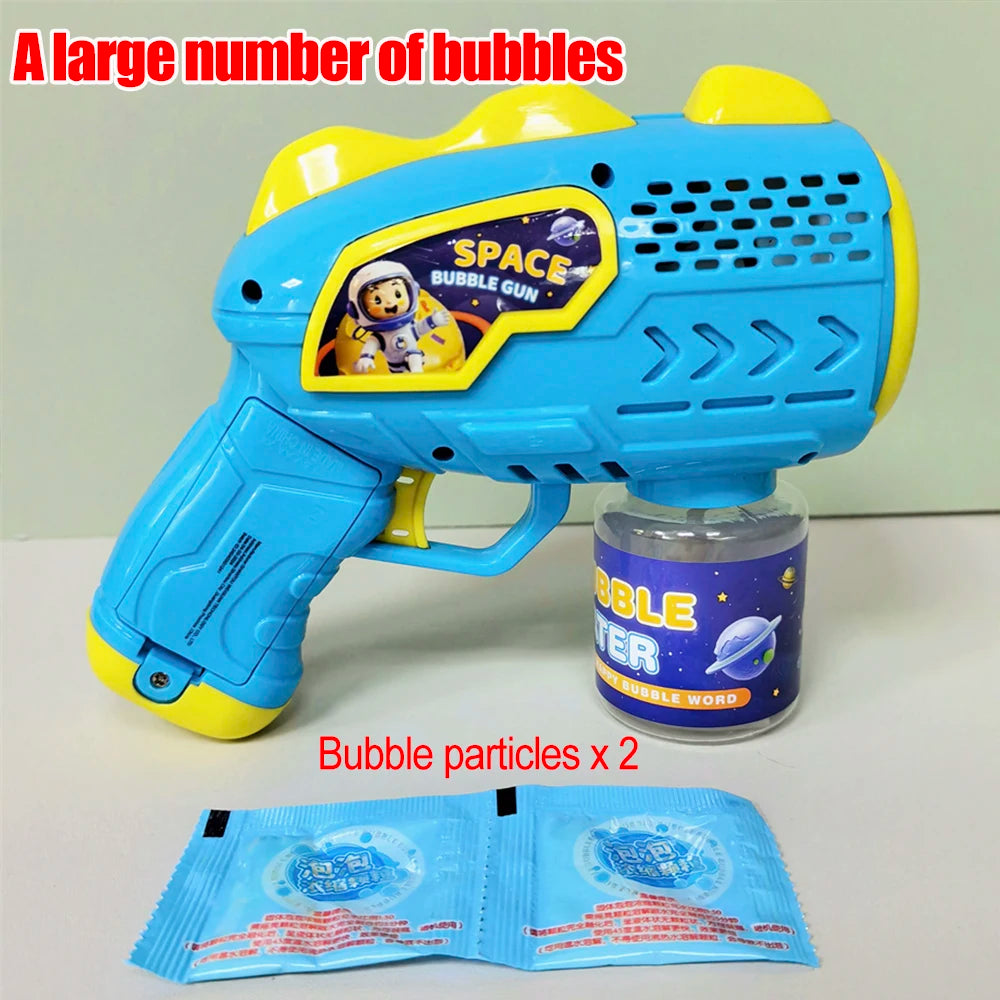 Space Astronauts Fully Automatic Bubble Gun Rocket Bubbles Machine Automatic Blower with Bubble Liquid Toy for Kids Bubble Gift