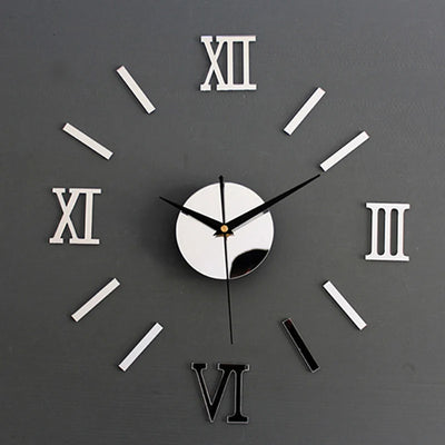 Roman Numerals Frameless Large Acrylic Mirror Surface 3D DIY Wall Clock Home Living Room Office School Wall Decor Clock Sticker