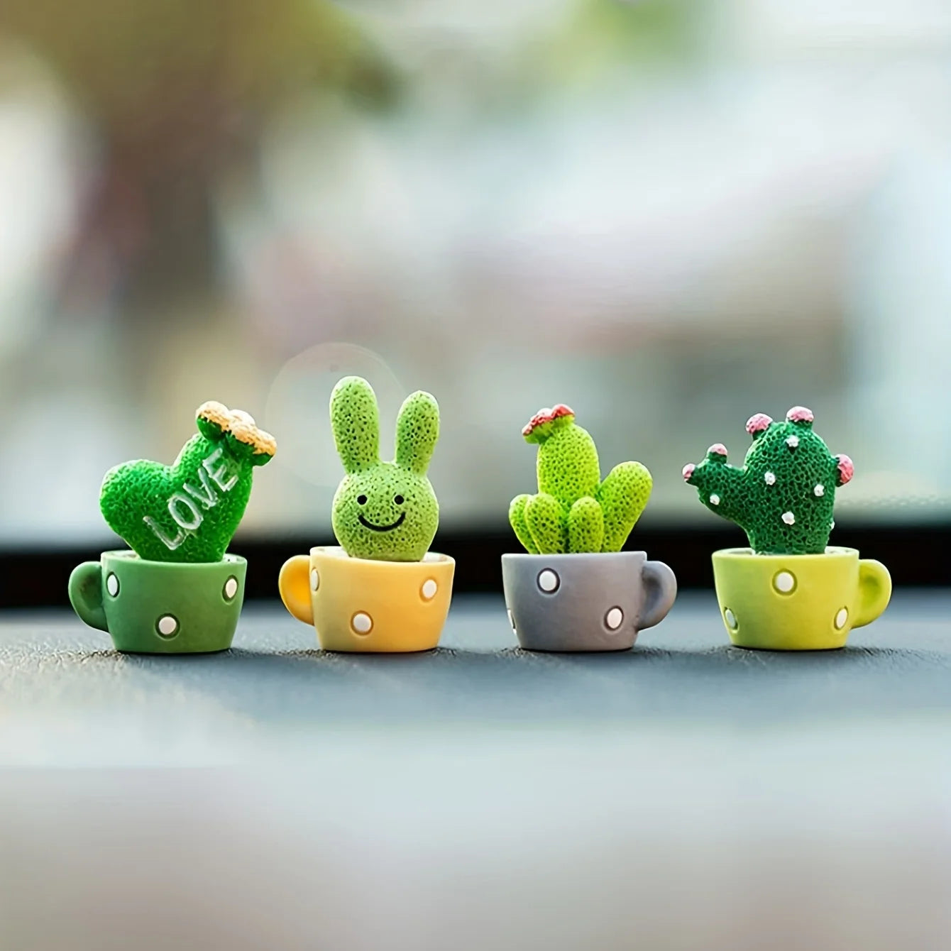 1 Set Of 4, Resin Succulent Cactus Mini Green Plant Car Office Home Living Room Crafts