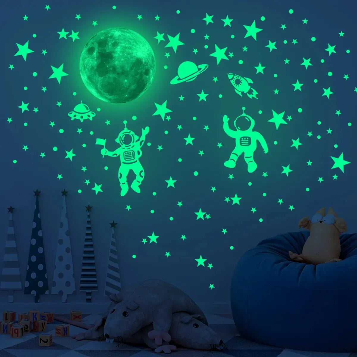 Luminous Moon Stars Wall Stickers for Kids Room Bedroom Decor Glow in The Dark Earth Wall Decals Noctilucent Stickers Home Decor