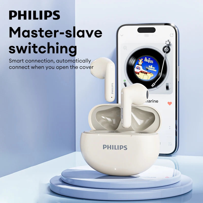 سماعات أذن TAT1199 اللاسلكية الأصلية من Philips بتقنية البلوتوث V5.4 مع خاصية إلغاء الضوضاء وسماعات الألعاب المقاومة للماء