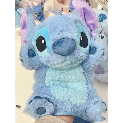 حقيبة أقلام لطيفة من القطيفة من Disney Stitch Anime حقيبة أقلام Kawaii للأطفال للمدرسة والمنزل وصندوق القرطاسية وحقائب قطيفة من Lilo &amp; Stitch لعبة هدية للأطفال