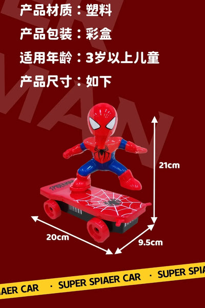 New Spiderman Automatic Flip Rotation Skateboard Acousto-Optic Car Electric Music Toy Stunt Scooters Christmas Gift Anime