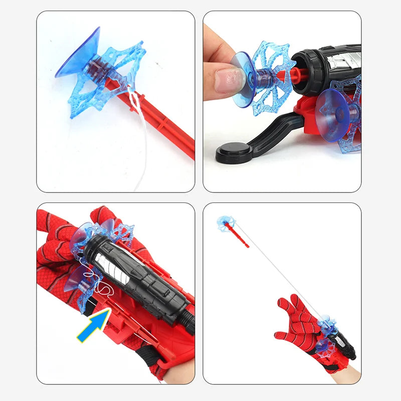 Superhero Launcher with Silk Glove Spiders Web Wrist Set Shooters Toy Anime Figures Cosplay Props for Children Kids Toys Gifts