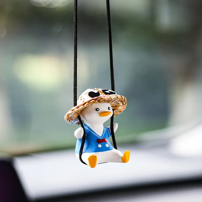 Adorable Duck Car Ornaments for Women, Tire Swing Interior Mirror Pendant