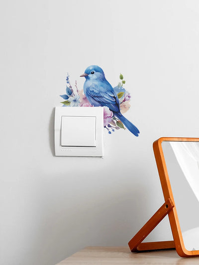 1PC Cartoon Bird Green Plant Flower Switch Paste Home Background Beautification Decorative Wall Stickers