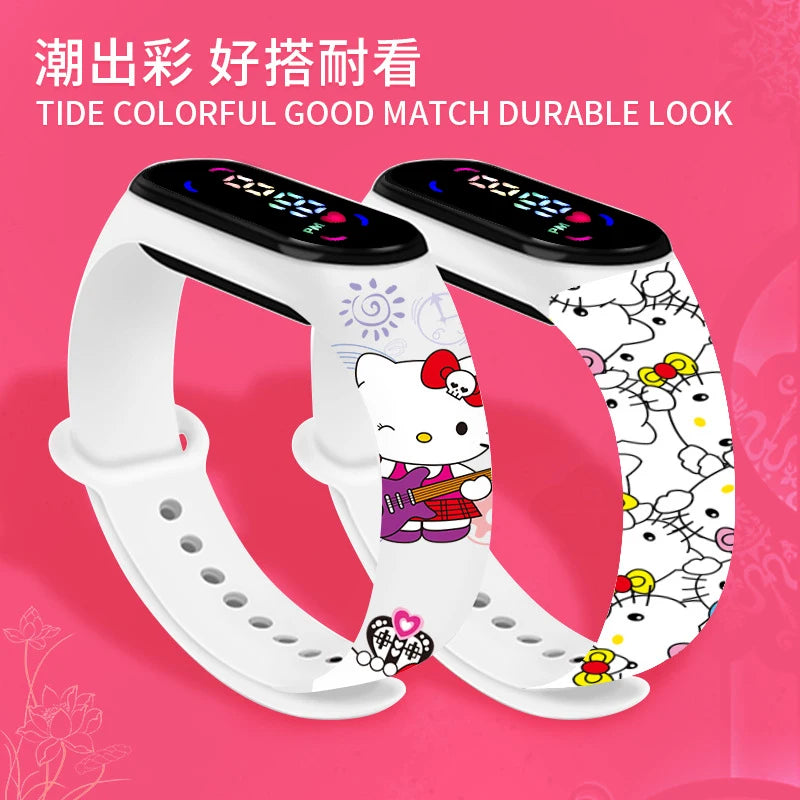 Anime Hello Kitty Kuromi Melody Digital Watch Cartoon Cute Kids Silicone LED Watch Child Birthday Gifts Christmas Party Favors