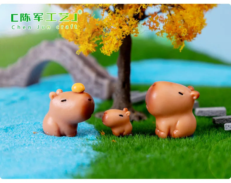 10pcs/Set Capybara Simulation Animals Model Mini Kapibare Action Figures Figurine Home Decoration Kids Gift