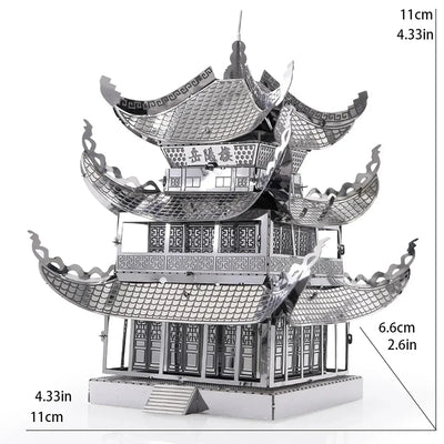 3D Metal Puzzle Yue Yang Tower Chinese Classical Architecture Assembly Model Kits DIY Laser Cut Jigsaw Puzzle Toy For Kids Adult