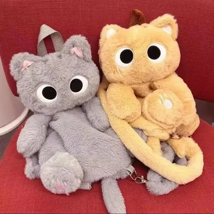 40cm Kawaii Big Eyes Cat Plush Toy Backpack Cute Large-capacity Stuffed Animals Bags Boys Girls Women Soft Toy Backpack Gifts