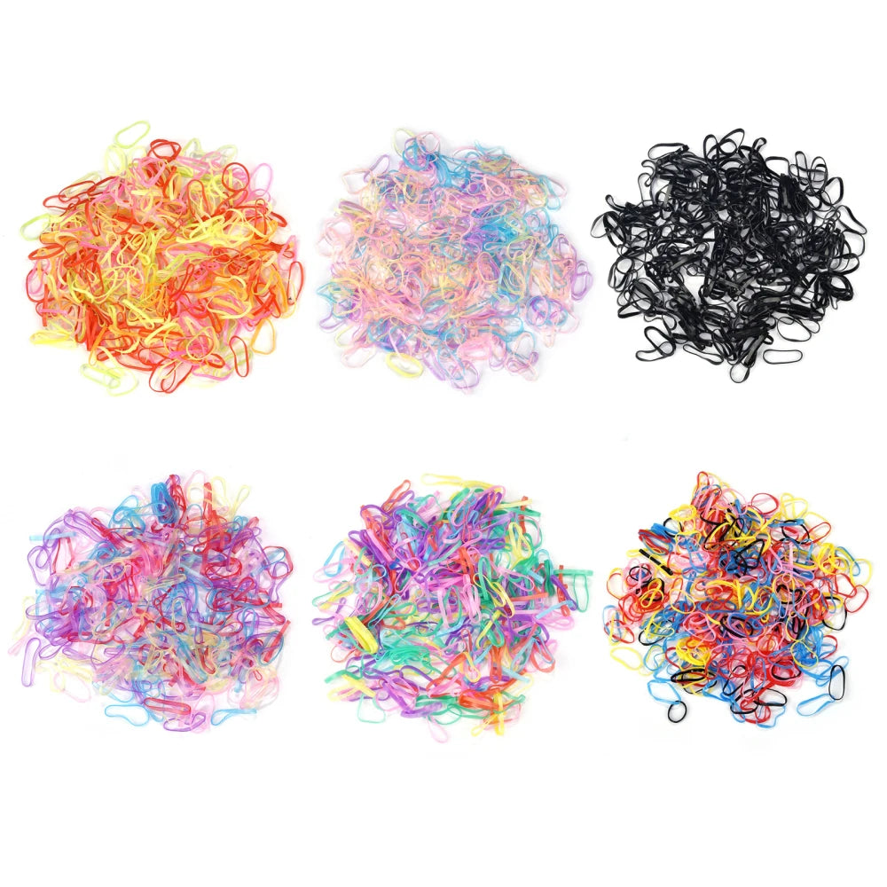 1000Pcs/Bag Colorful Small Disposable Hair Bands Scrunchie Girls Elastic Rubber Band Ponytail Holder Hair Accessories Hair Ties