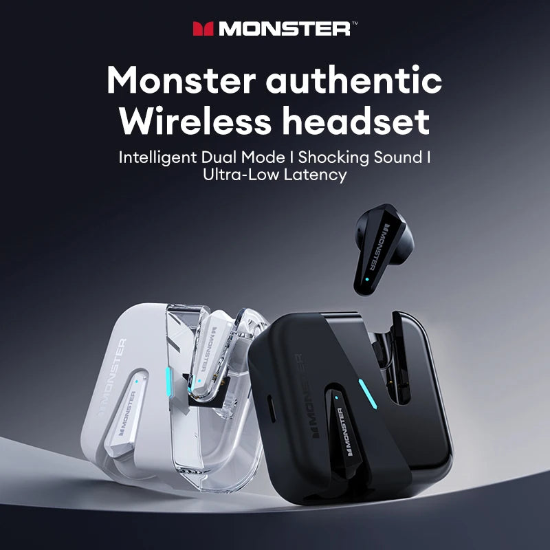 Monster XKT01MK Ⅱ Wireless Bluetooth V5.4 Headphones HD Microphone HIFI Stereo Long Endurance Headphones Low Latency Earphone