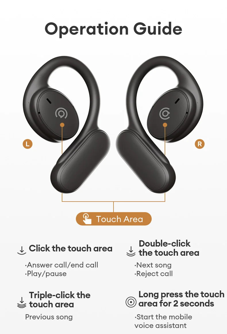 Choice Aigo SJ235 TWS Wireless Bluetooth 5.4 Touch Earbuds HiFi Sound Music Headset With Mic Waterproof Sport Earphones New 2024