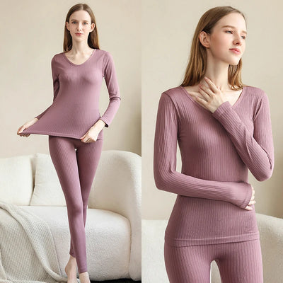 Warm Thermal Underwear Sexy Ladies Intimates Long Johns Women Shaped Sets Female Middle Collar Thermal Shaping Clothes