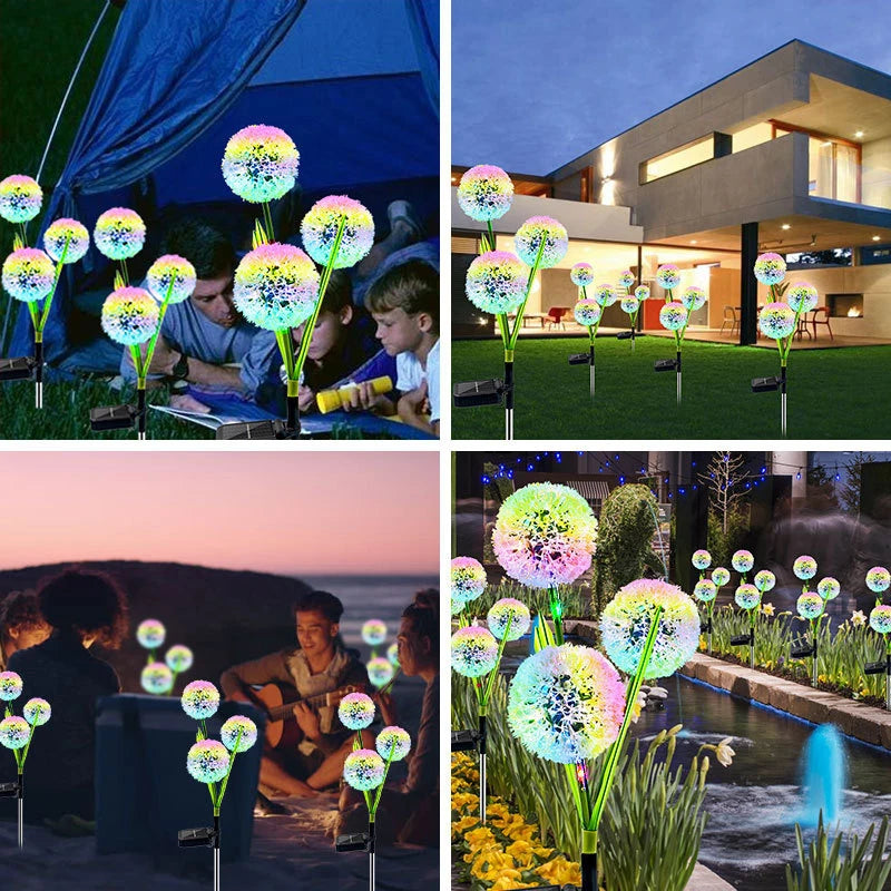 Outdoor Solar Dandelion Light with 2 Modes Solar Garden Lights IP65 Waterproof Decoration Light for Garden Lawn Yard Wedding