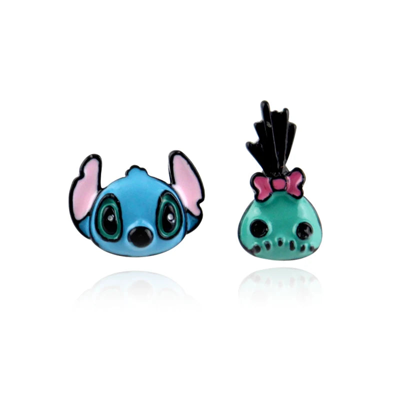 Disney Lilo & Stitch Necklace Stainless Steel Stitching Cute Figure Stitch Heart Pendant Neck Chain Lovers Jewelry