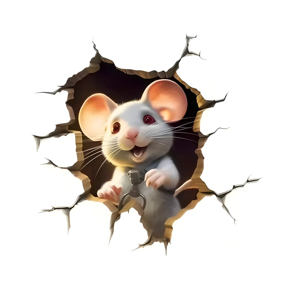 Broken Wall Mouse Hole Wall Stickers for Corner Living Room Bedroom Animal For Kids Bedroom Wallpaper Removable  Rats Decals S45