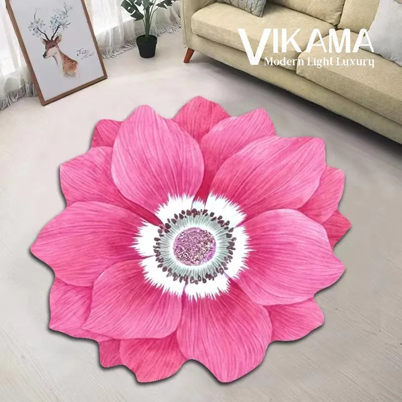 VIKAMA flower-themed carpet Living room Bedroom Children's room non-slip cushioned Bathroom kitchen absorbent floor mat