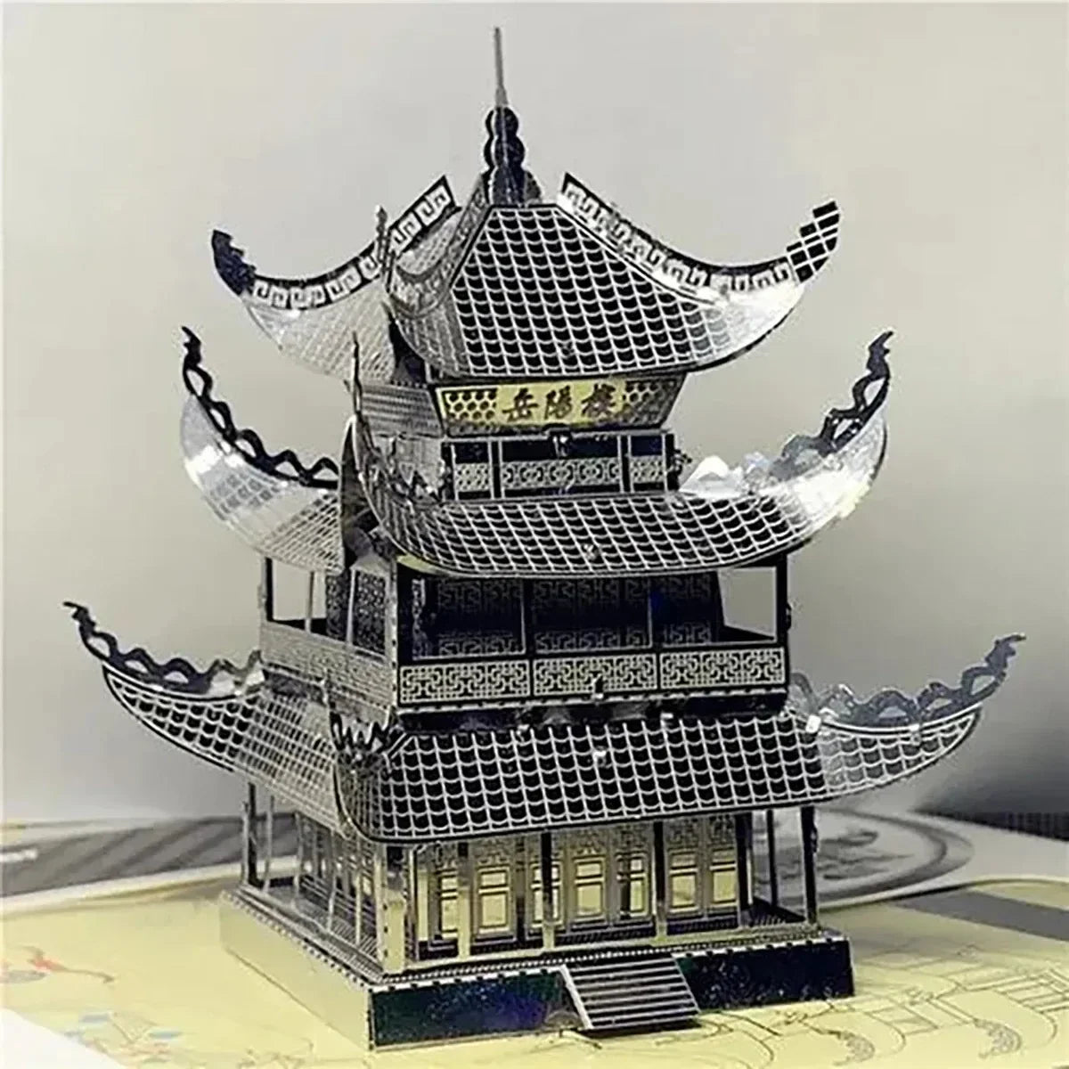 3D Metal Puzzle Yue Yang Tower Chinese Classical Architecture Assembly Model Kits DIY Laser Cut Jigsaw Puzzle Toy For Kids Adult