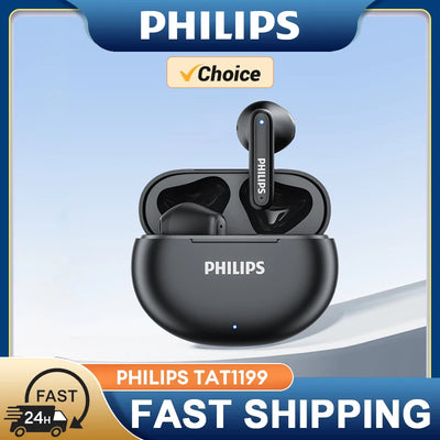 سماعات أذن TAT1199 اللاسلكية الأصلية من Philips بتقنية البلوتوث V5.4 مع خاصية إلغاء الضوضاء وسماعات الألعاب المقاومة للماء