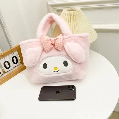 Kawaii Sanrio Bag Kuromi Plush Backpack Lolita Style Plushies Stuffed Animal Doll Toys My Melody Bag Women Tote Girl Christmas