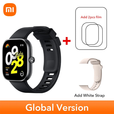 النسخة العالمية من ساعة Xiaomi Redmi Watch 4 الذكية مقاس 1.97 بوصة AMOLED لمراقبة معدل ضربات القلب وأكسجين الدم ودعم مكالمات الهاتف عبر البلوتوث ونظام تحديد المواقع العالمي (GPS)