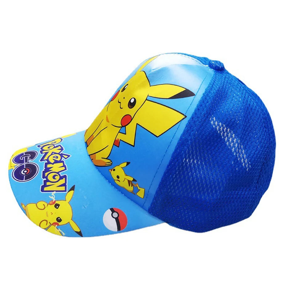 Pokemon Baseball Cap Pikachu Beach Anime Character Funny Hat Outdoor Sports Ultraviolet Sunhat Kawaii Kids Toys Birthday Gift