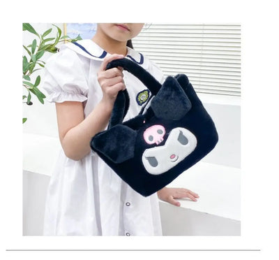 Sanrio Plush Bag Kawaii Kuromi Cinnamoroll Melody Cartoon Anime Handbag Crossbody Cosmetic Travel Storage Bags Women Girls Gifts