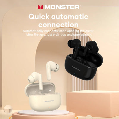 Monster XKT27 Bluetooth V5.4 Headset Long Standby Wireless HIFI Sound Earphones Intelligent Noise Reduction HD Call Earbuds