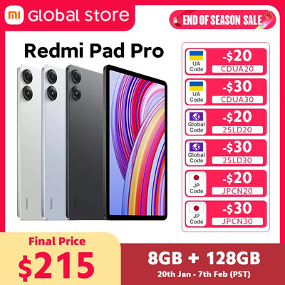 جهاز Xiaomi Redmi Pad Pro الجديد الإصدار العالمي بشاشة LCD مقاس 12.1 بوصة ومعدل تحديث 120 هرتز ومنصة Snapdragon® 7s Gen 2 المحمولة وبطارية 10000 مللي أمبير في الساعة وشحن سريع بقوة 33 وات