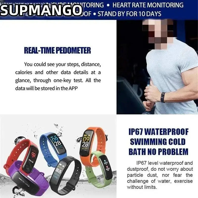 C1Plus Smart Watch Men Women Bluetooth Step Counting Sports Bracelet Fitness Tracker Heart Rate Blood Pressure Sleep