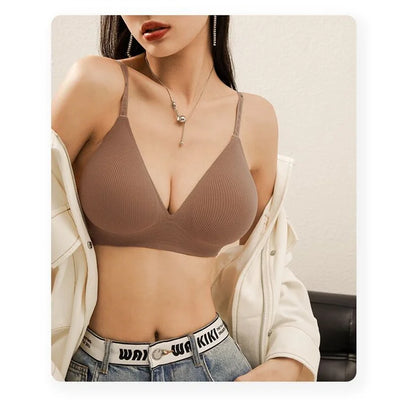 Women Sexy Seamless Bras Deep V Neck Bralette Sexy Lingerie Letter Strap Tops Push Up Underwear Wireless Brassiere for Female