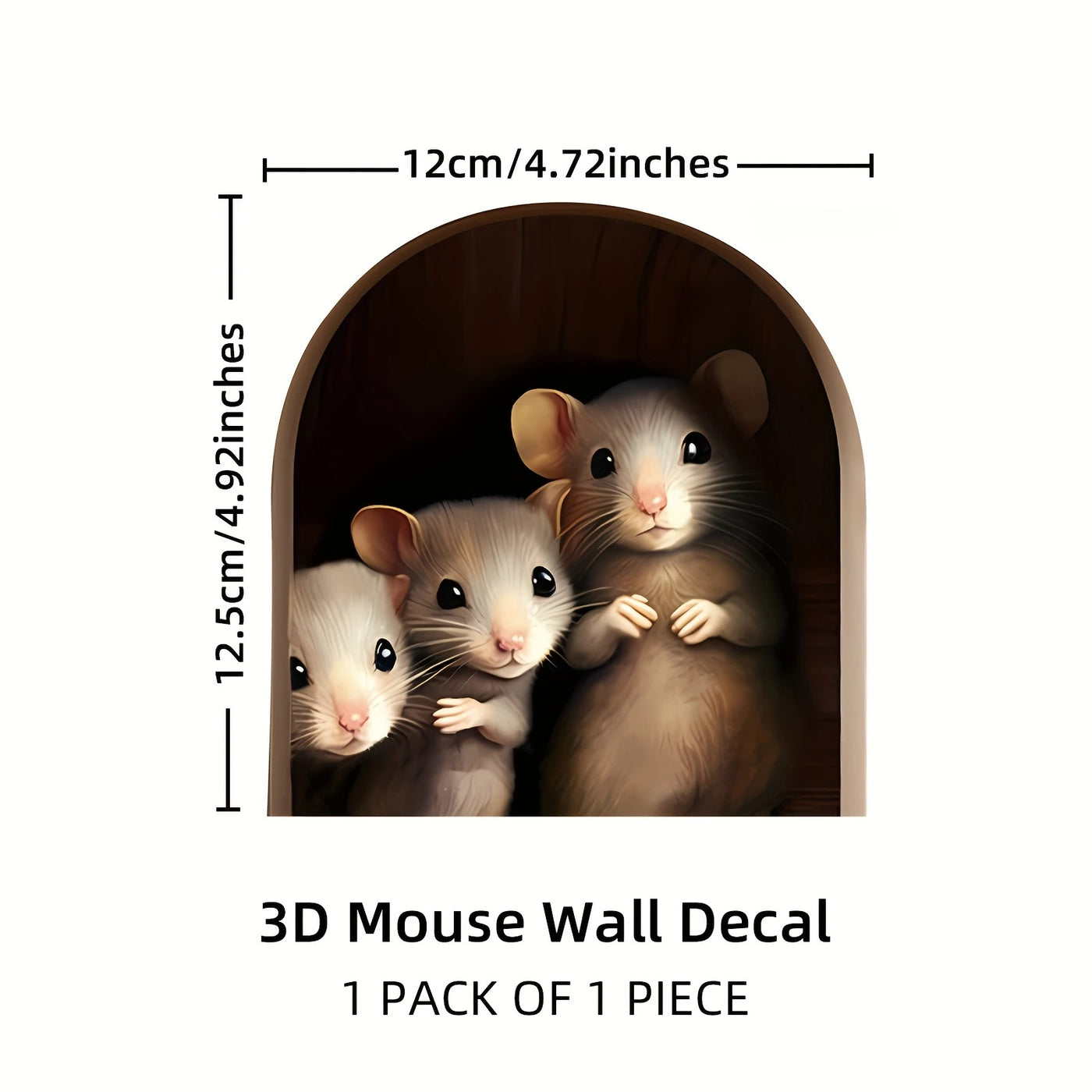 3D Mouse In Hole Wall Stickers Waterproof Moisture-proof Self-Adhesive Wall Decals for Bedroom Living Room Porch Home Decoration