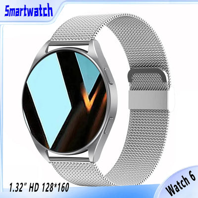 Watch 6 Business Smartwatch Men 1.32 Inch 128*160 Bluetooth Call Health Monitoring Alarm Clock Fashion Watch Women Multifunction