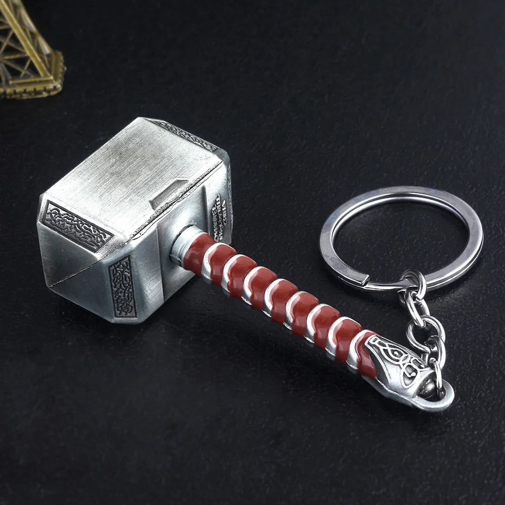 Thor Hammer Metal Keychain Movie Key Ring Cosplay Prop Key Holder For Fans Bag Ornament Car Pendant Gift