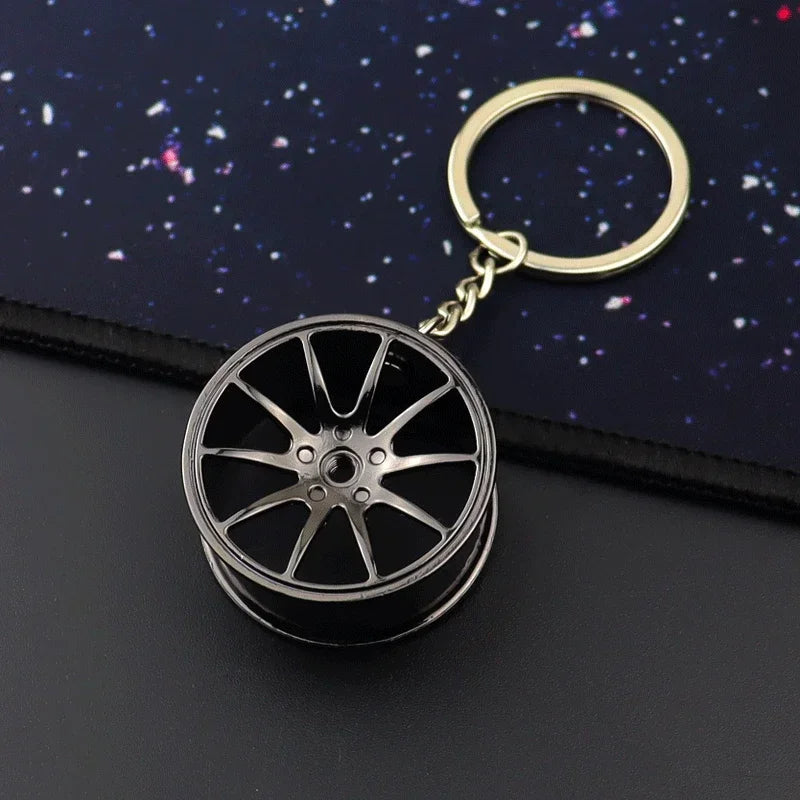 Creative Metal Car Accessories Keychain Zinc Alloy Turbo Gearbox Hub Brake Disc Pendant KeyRing for Men's Dad Birthday Gift