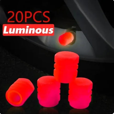 Luminous Valve Caps Fluorescent Red Night Glowing Car Motorcycle Bicycle Wheel Styling Tyre Hub Universal Cap Decor 20Pcs