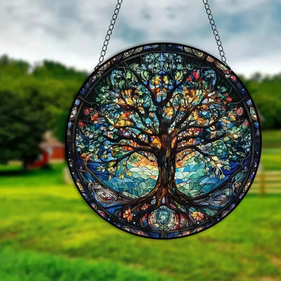 1pc Acrylic Wall Hanging Porch Decoration Holiday Decoration Painted Window Hanging Window Hanging Ornament Round Sign.