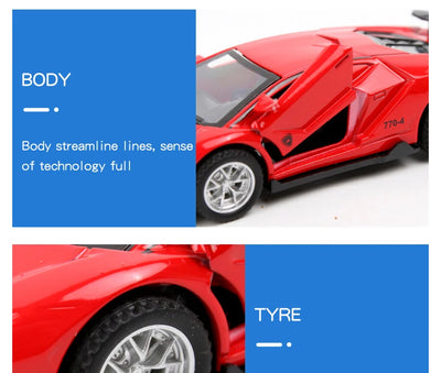 لعبة سيارة رياضية من السبائك المعدنية، سيارة رياضية فائقة ذات باب منزلق، هيكل سيارة قابل للسحب، نموذج لعبة أطفال هدية للأولاد