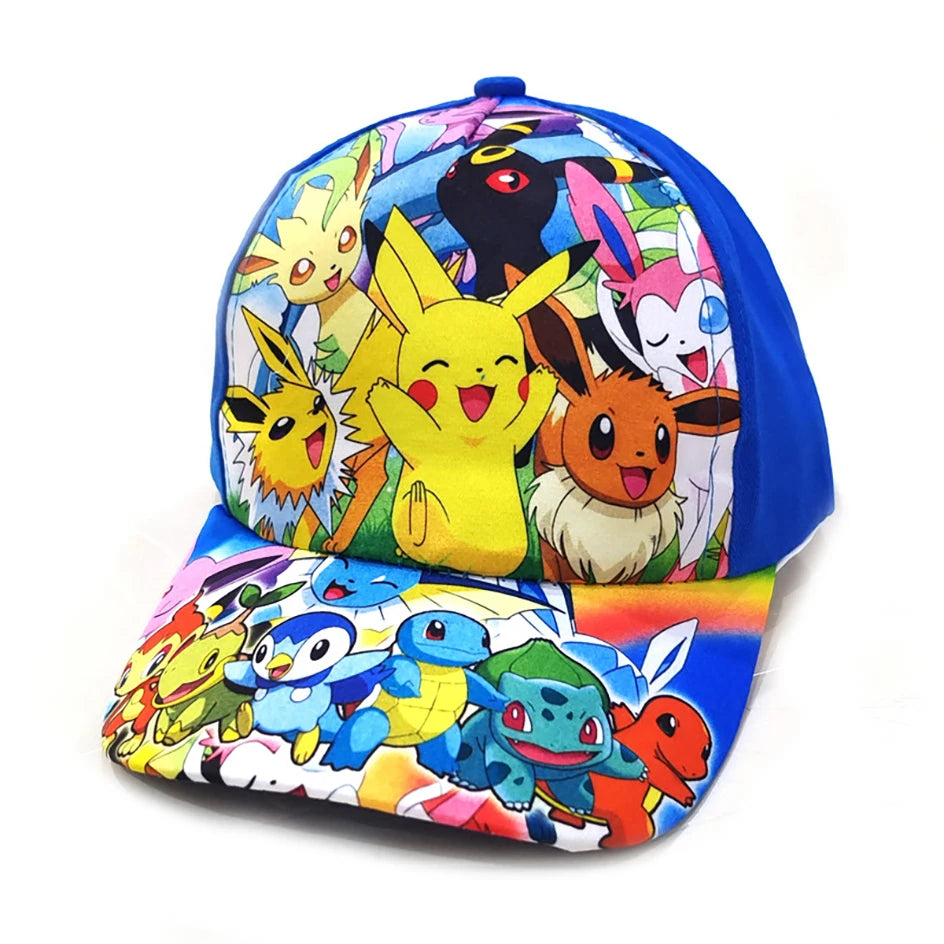 Pokemon Baseball Cap Pikachu Beach Anime Character Funny Hat Outdoor Sports Ultraviolet Sunhat Kawaii Kids Toys Birthday Gift