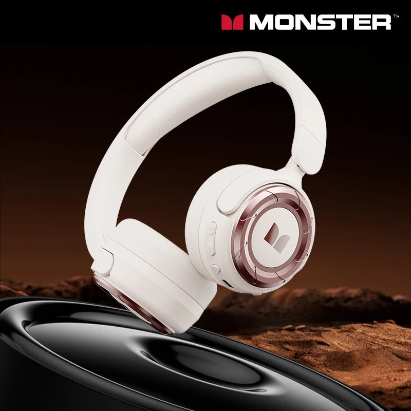 Monster MQH08 Wireless Bluetooth 5.4 Over-Ear Headphones 60H Long Battery Life Earbuds Noise Cancelling Gaming Headset With Mic