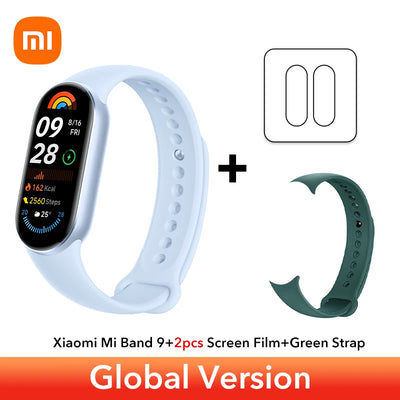 إصدار عالمي سريع الشحن من Xiaomi Smart Band 9 مقاس 1.62 بوصة AMOLED 150+ وضع رياضي عمر بطارية 21 يومًا * مراقبة النوم SpO2 * سوار